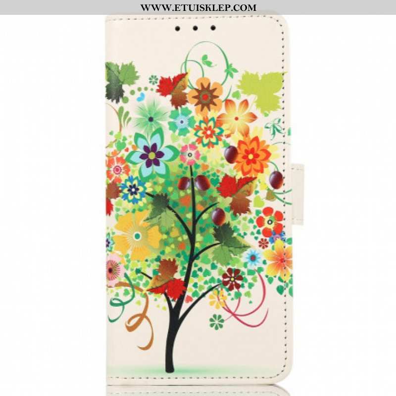 Etui Folio do Motorola Edge 20 Pro Kolorowe Drzewo